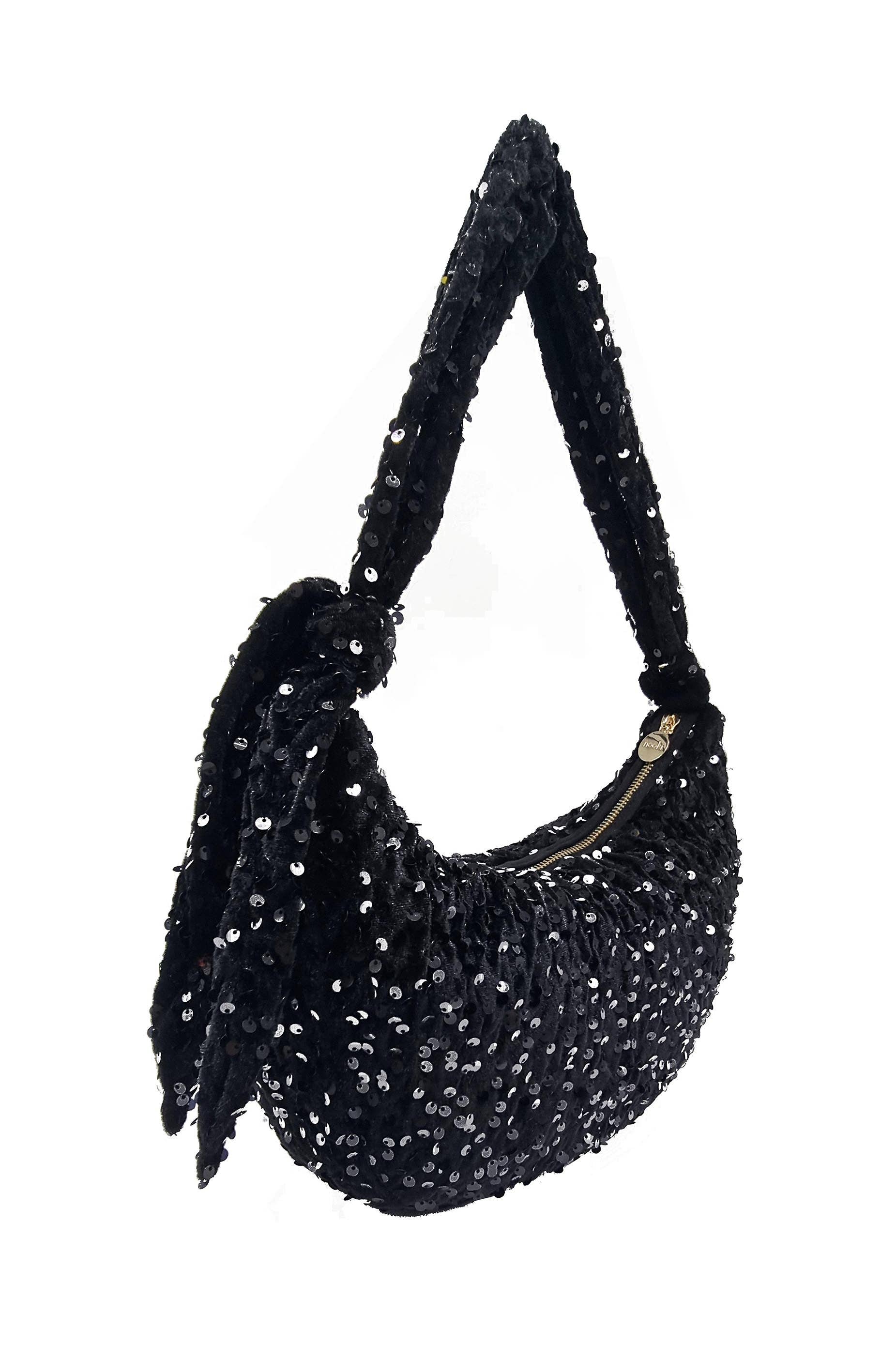 BLACK NESSA HALF MOON SEQUIN BAG-BLACK for wholesale on Faire3