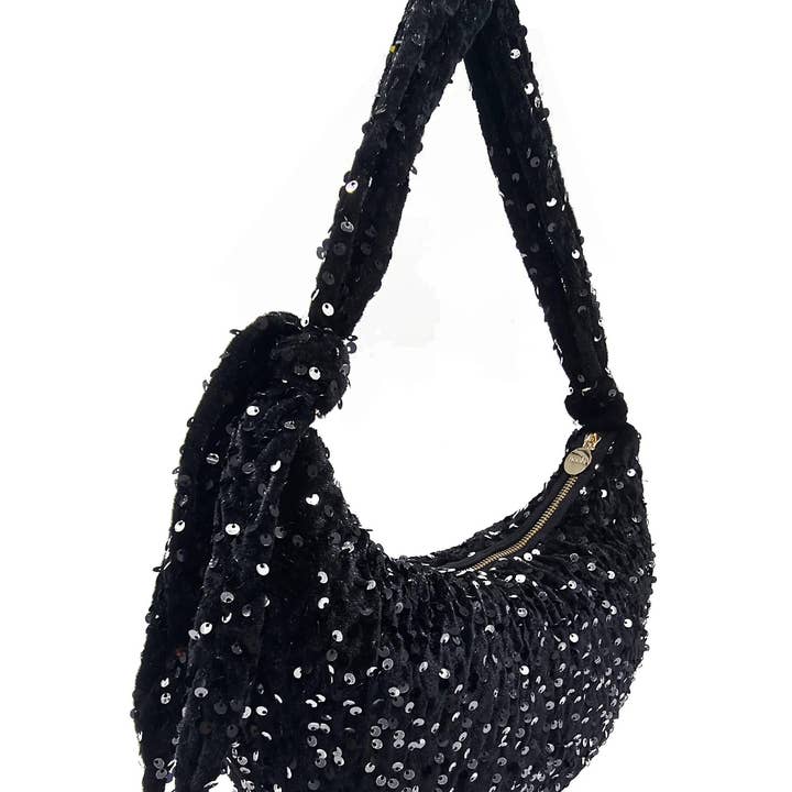 BLACK NESSA HALF MOON SEQUIN BAG-BLACK for wholesale on Faire3