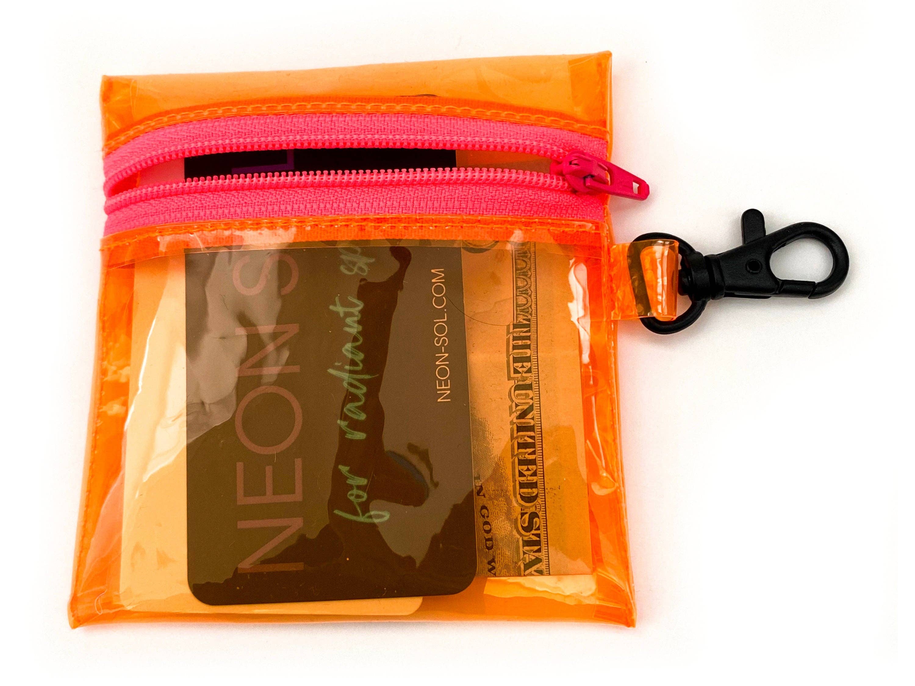 NEON SOL – wholesale Coin purse – Unisex – Transparent Clip-on Coin Pouch | neon orange3