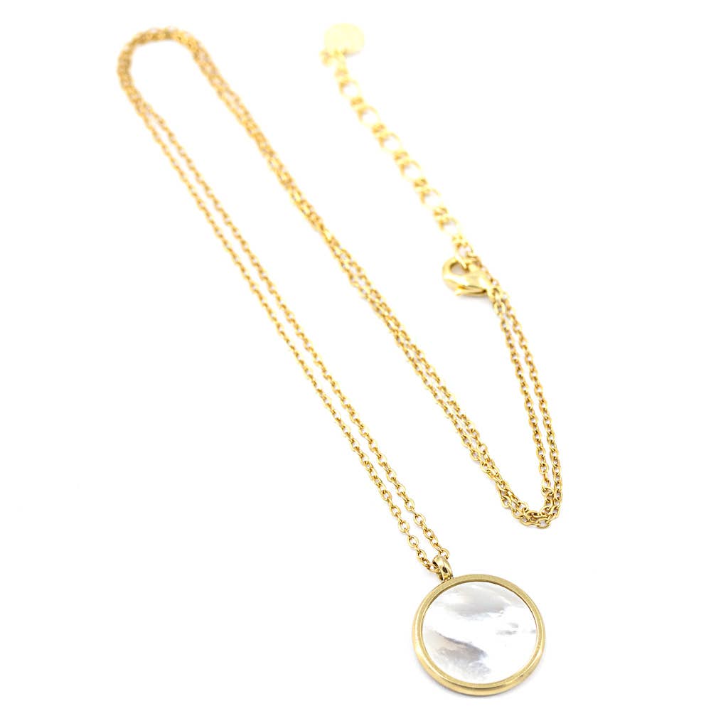 Sergio Engel jewellery - Wholesale Halskettinghanger - Strandketting 02 - in roestvrij staal met natuursteen of parelmoer14