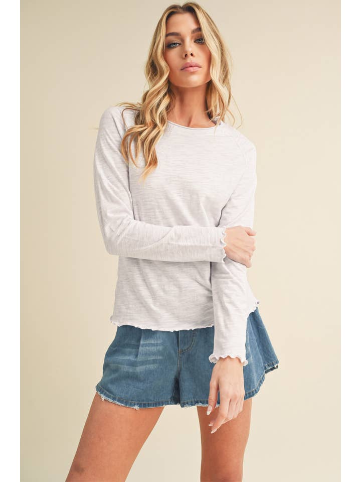 AEMI + CO - Wholesale T-Shirt - Women's - 8288DN Gwen Baby Long Sleeve Top8