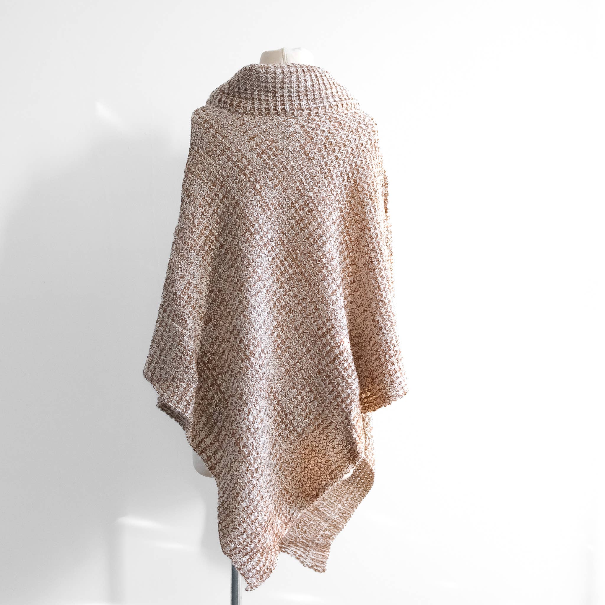 Karma Nepal Crafts - Wholesale Poncho - Women's - Hand Knit Turtle Neck Two Way Fall/Winter Poncho15