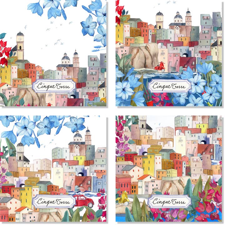 Set Of 4 Napkins "Cinque Terre" 100% Made in Italy for wholesale by The Napking