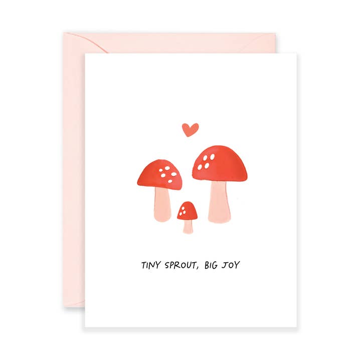 Tiny Sprout, Big Joy | New Baby Mushroom Greeting Card for wholesale by Isabella MG