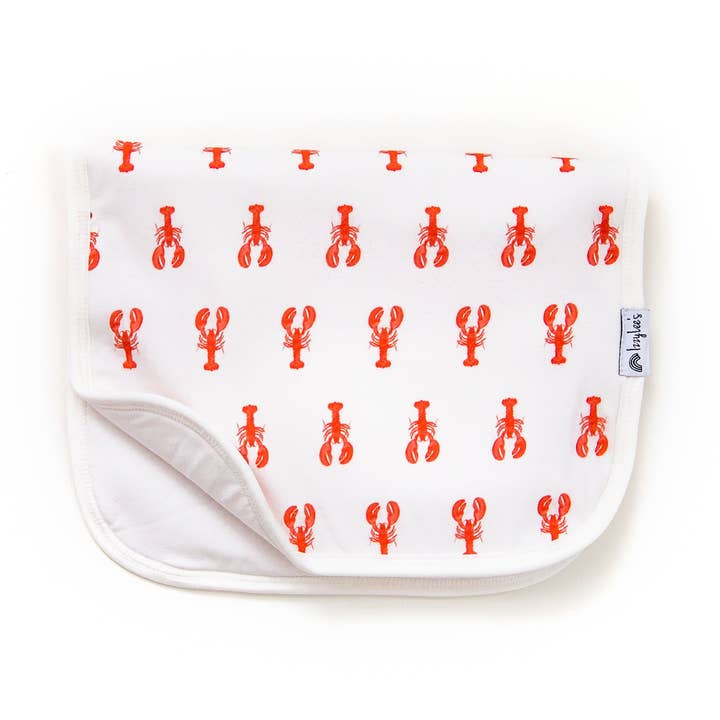 Maine Lobster Organic Burp Cloth for wholesale by IzzyLee's