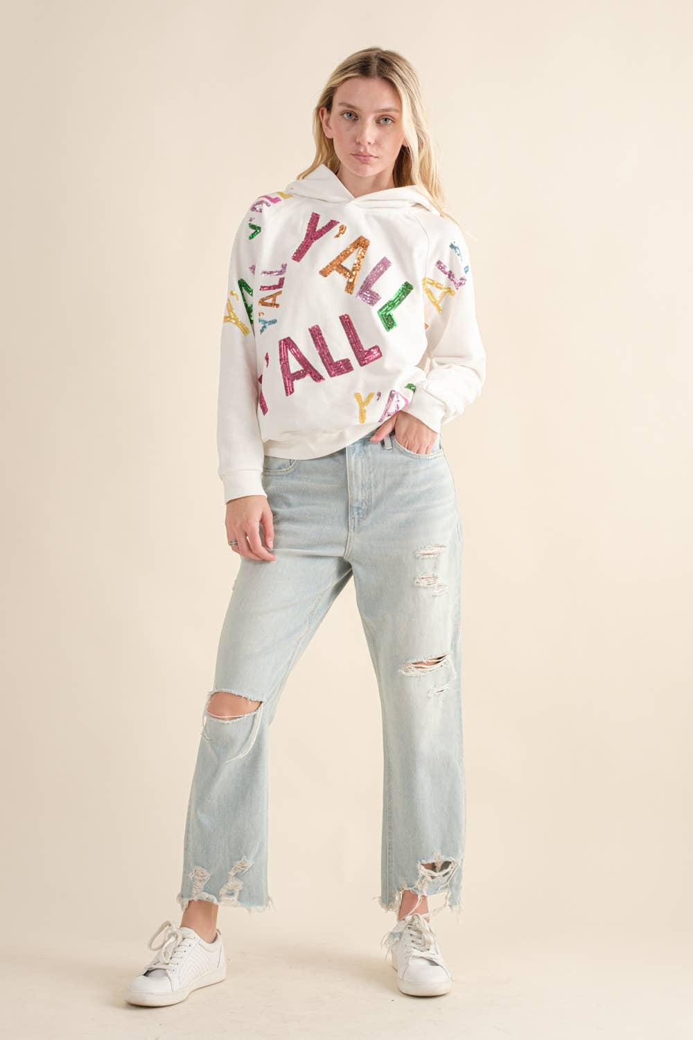 Blue B - Wholesale Hoodie - Women's - 32576J - French Terry Sequin Embroidery Hoodie6