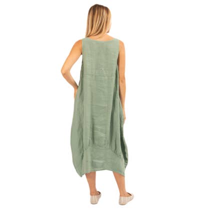 VeraMay – Engroshandel Kjole - Dame – 6381 Sage Vera May italiensk hørkjole