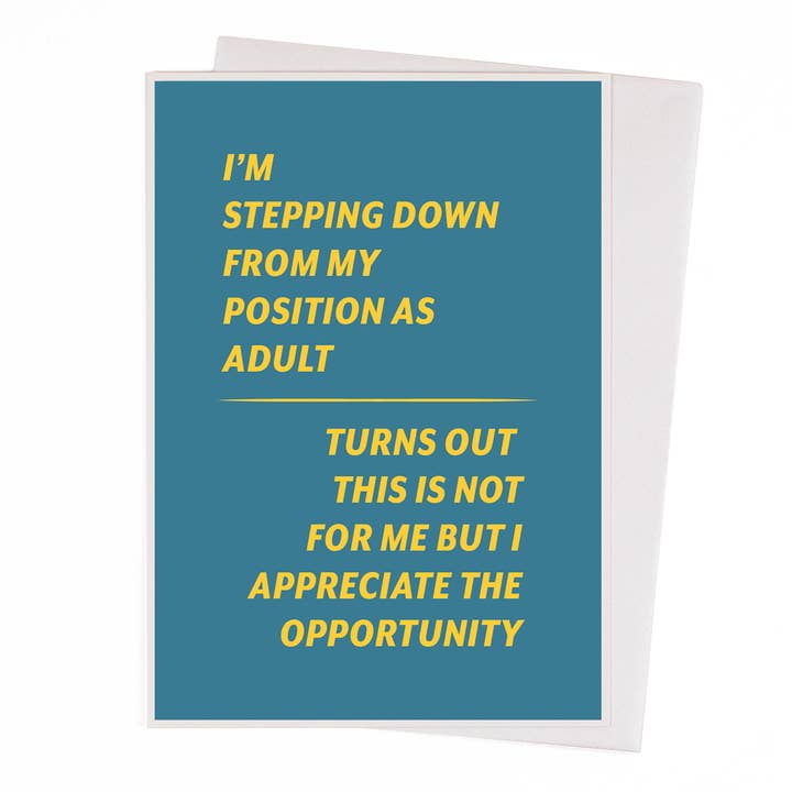 Position d'adulte | Carte de vœux humoristique typographique pour la vente par USTUDIO Design