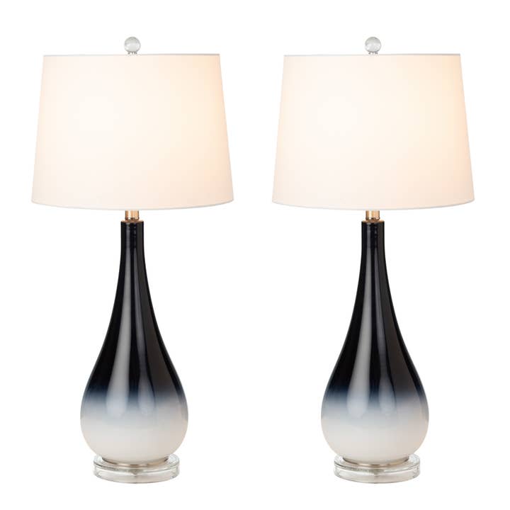 Ombre Glass Table Lamps, Linen Shade, 3-Way Switch for wholesale by Lux Lighting