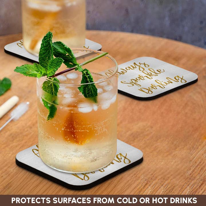 3dRose - Wholesale Coasters - 3dRose, Image of Gold Always Sparkle Darling Quote, Coaster9