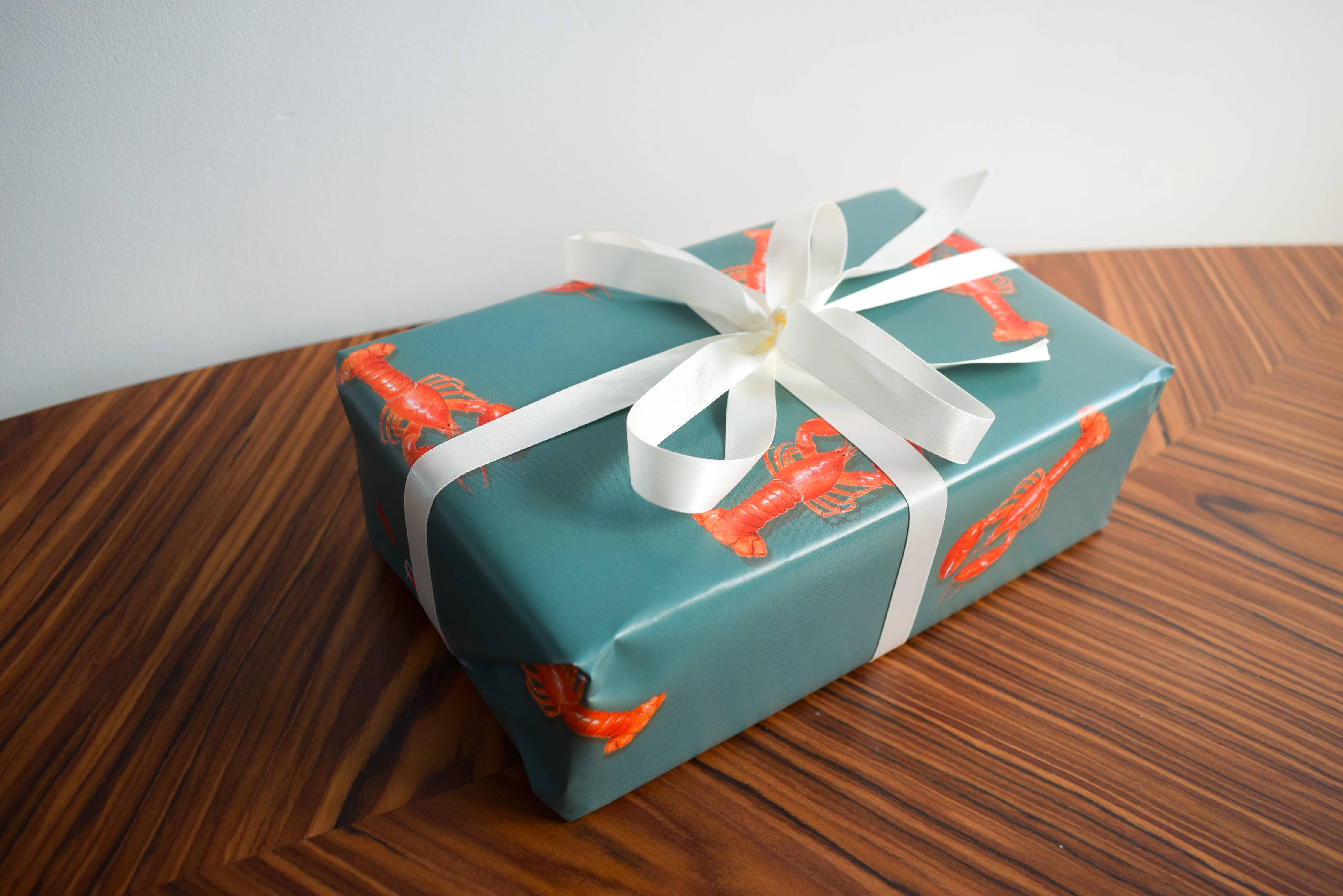 studio frewb - Wholesale Flat Wrap - Lobster gift wrap (teal) - single sheets 1