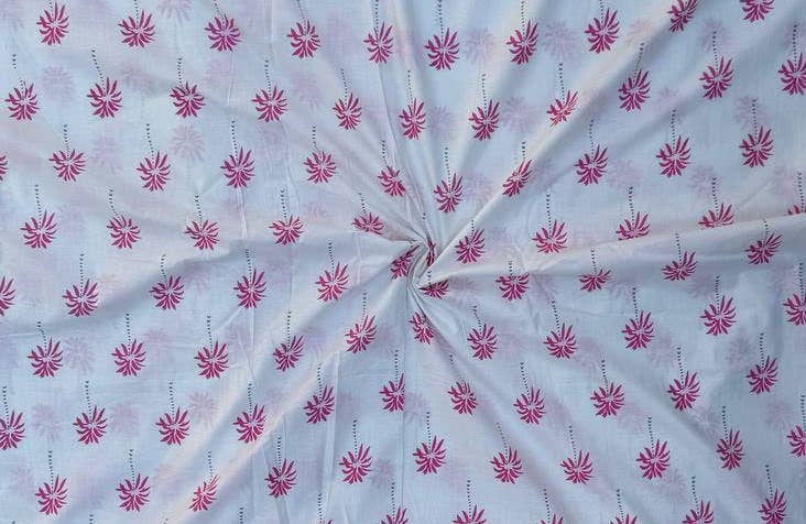 Bhawana Handicrafts - Vendita all'ingrosso Tinte per tessuti - Tessuto per abbigliamento femminile in cotone bianco stampato a blocchi3