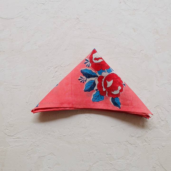 Soil to Studio - Wholesale Bandana - Women's - Sara - Block-printed Silk Bandana (Bubblegum Pink)