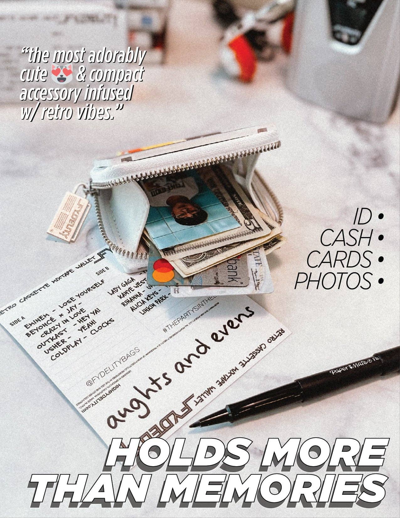 Fydelity – Engroshandel Tegnebog - Unisex – 70297: Kassettebåndspung | Begrænset Udgave | Multi-Poppy4