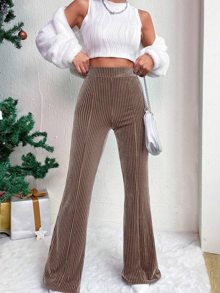 NINEXIS - Wholesale Pants - Women's - CWBLP2056_HIGH WAIST CORDUROY FLARE WIDE LEG SWEATPANTS6