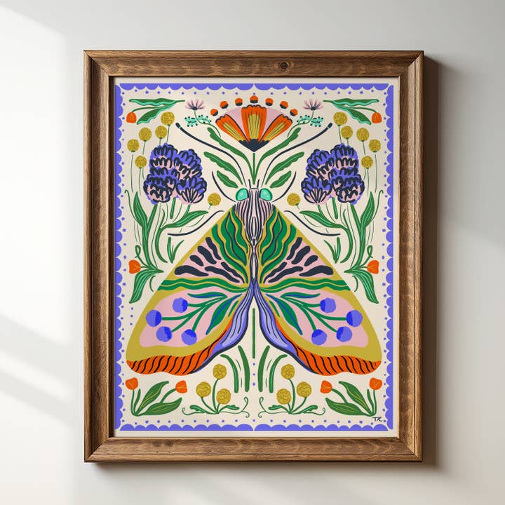 Tara Reed - Wholesale Art Print - "Maximalist Folk Moth" - 8" x 10" Art Print