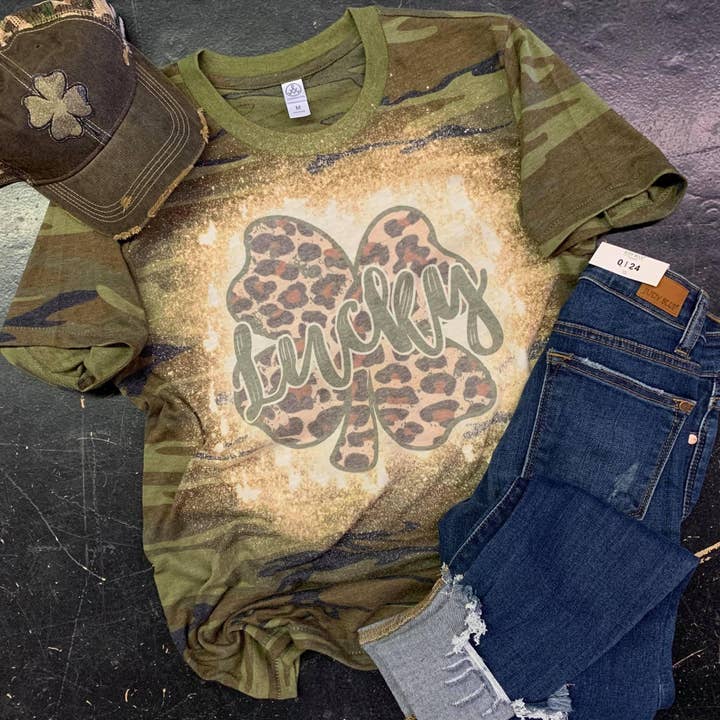Lucky Leopard Camo Tee for wholesale by Rock-N-Mama