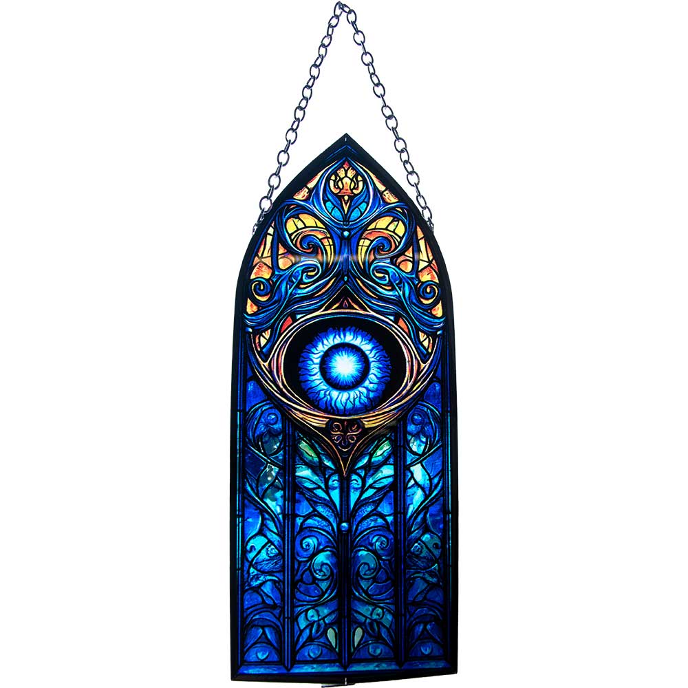 Kheops International - Wholesale Suncatcher - Glass Suncatcher 8in Cathedral - Evil Eye (Each)0