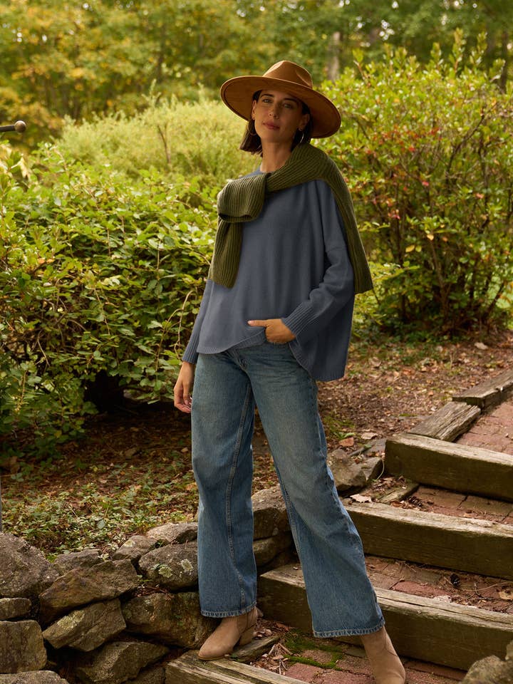 Nantucket Boxy Recycled Cashmere Sweater - Charcoal for wholesale by and for Good