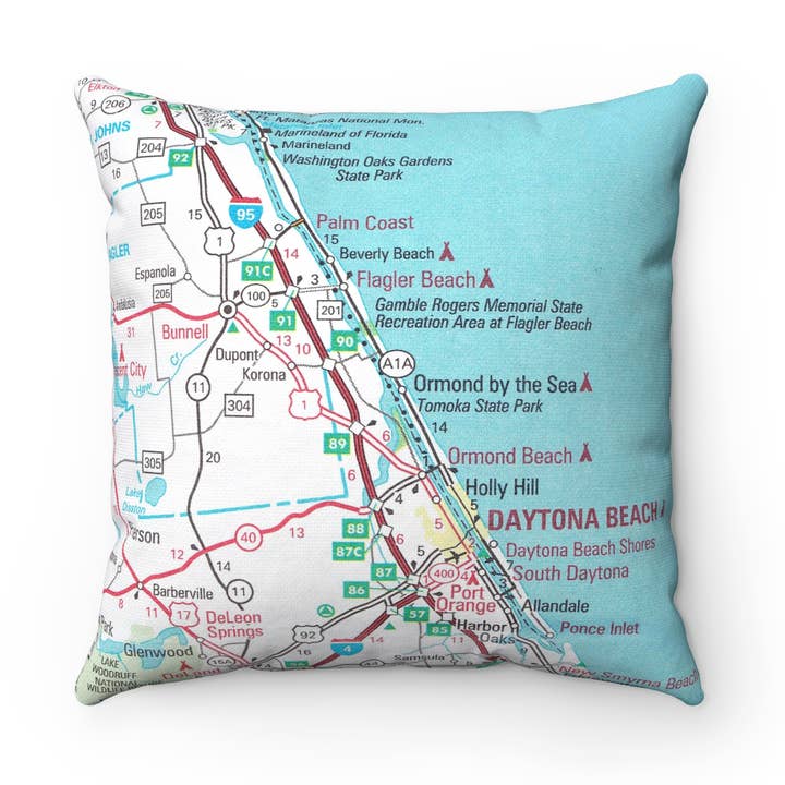 Ormond by the Sea Florida Map Pillow for wholesale by Daisy Mae Designs