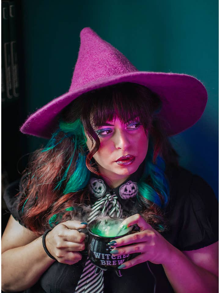 Costurero Real - Vendita all'ingrosso Costume di carnevale - Uomo - Cappello da strega mago magico piccolo nero scuro Wicca a punta in feltro2