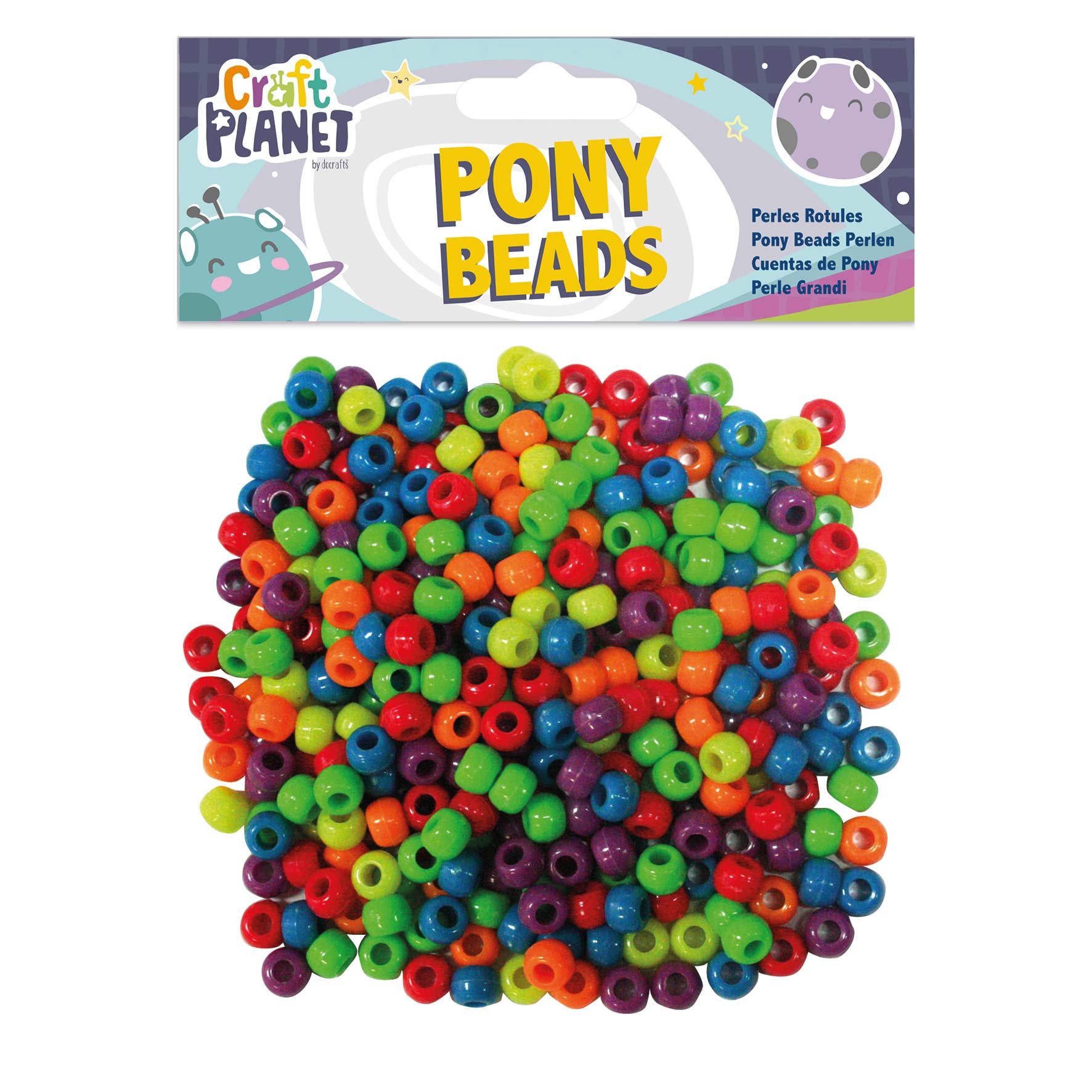 West Design Products - Wholesale Beads - Craft Planet Pony Beads Metallic 500 Pieces 140g Bright Neon0