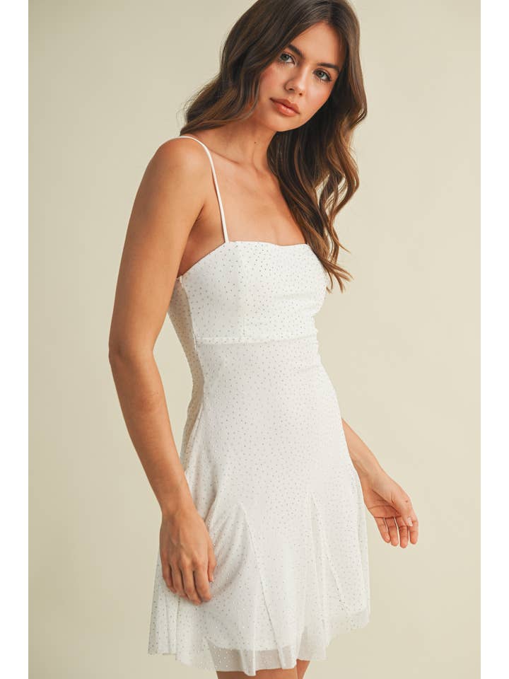 Klesis - Wholesale Dress - Women's - ID9191-A EMBELLISHED MESH SLEEVELESS GODET FLARED MINI 15