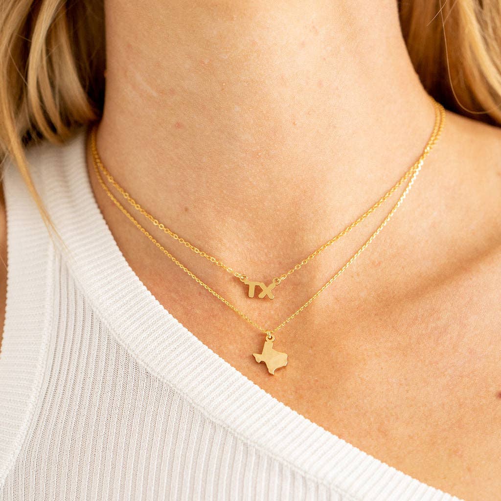 Brenda Grands Jewelry - Wholesale Pendant/Charm Necklace - 24K Gold Hammered Texas Pendant Necklace1