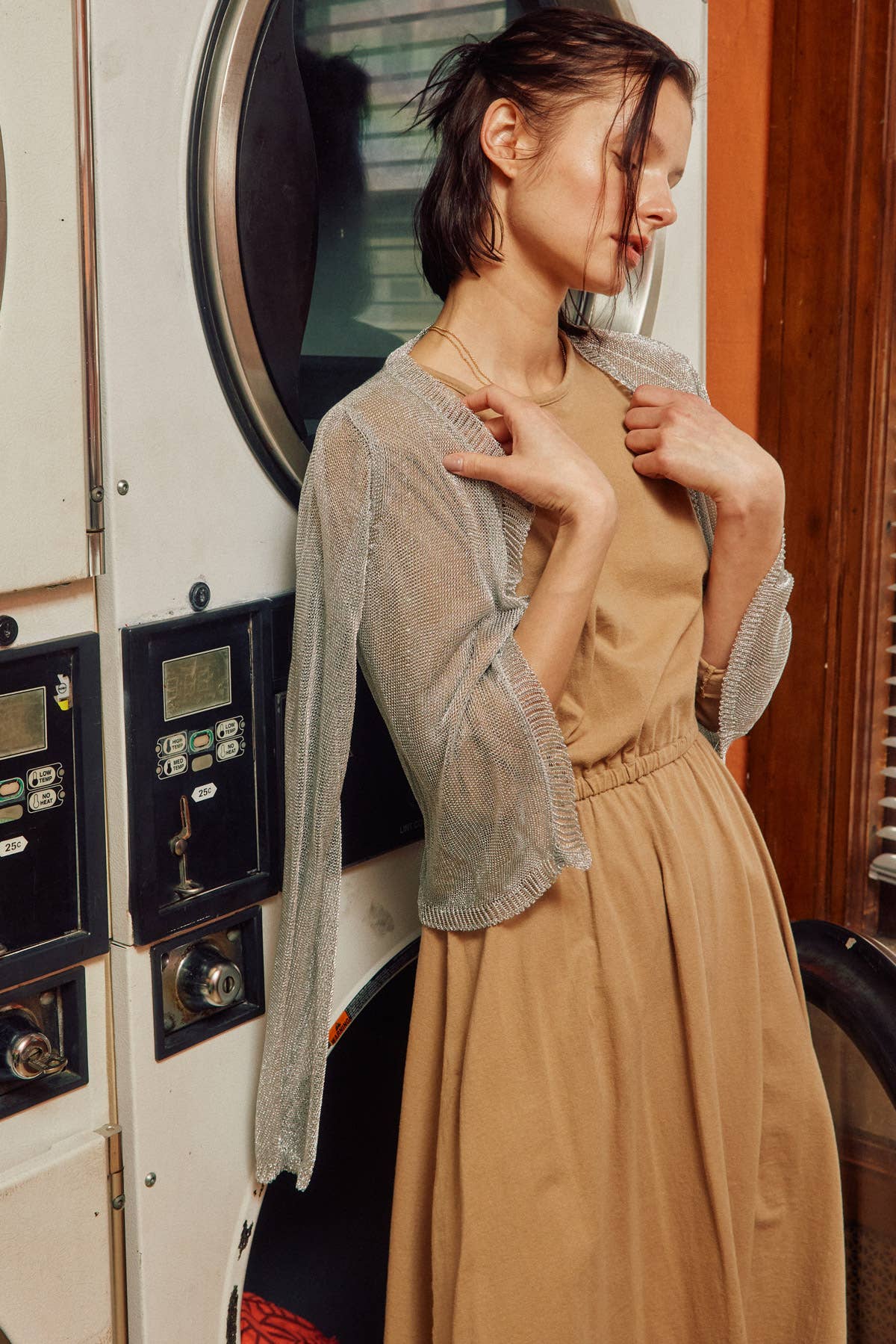 Lara Daisy - Vente Cardigan – femme - Cardigan métallique à devant ouvert5