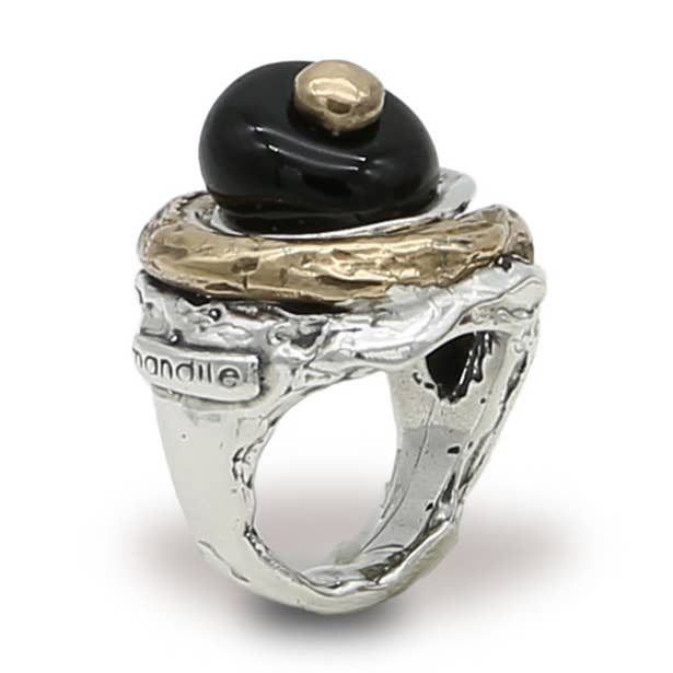 925 silver and bronze ring with semiprecious stone AR159 for wholesale by Mandile Gioielli