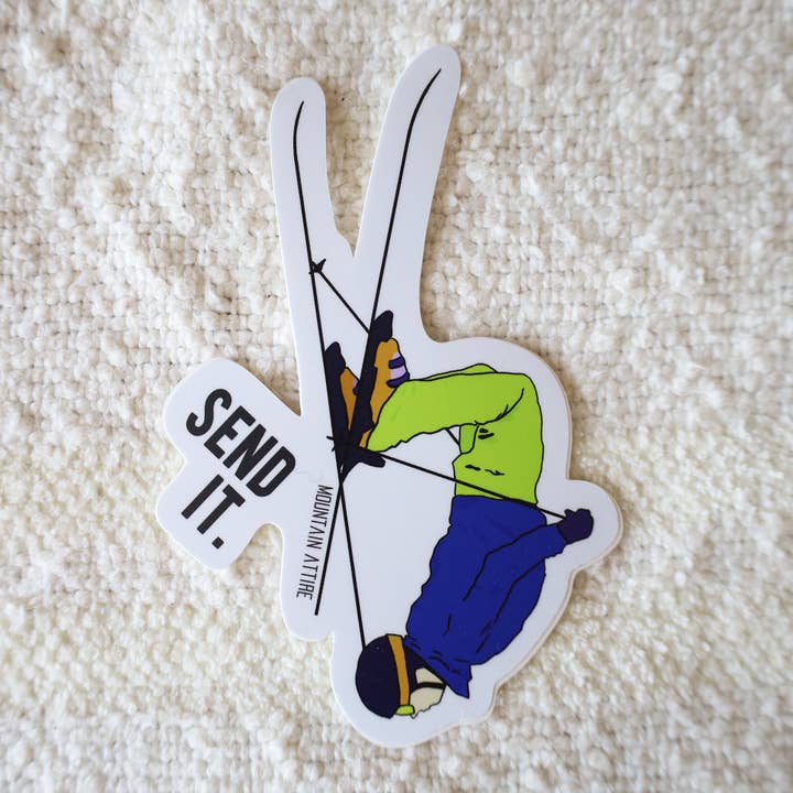 Pegatina Ski Send It para venta al por mayor de Mountain Attire