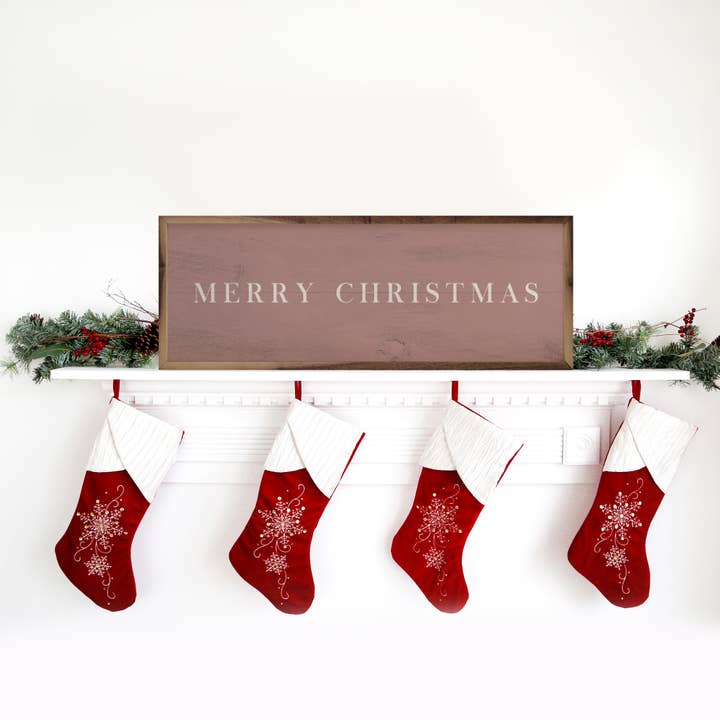 Kendrick Home - Wholesale Christmas Wall Art - Merry Christmas Typewriter Pink1