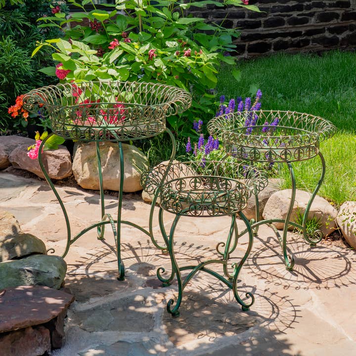 Zaer Ltd. International - Wholesale Plant Pot Stand - "London 1820" Wire Basket Plant Stands in 3 Sizes 3 Pc/Set3