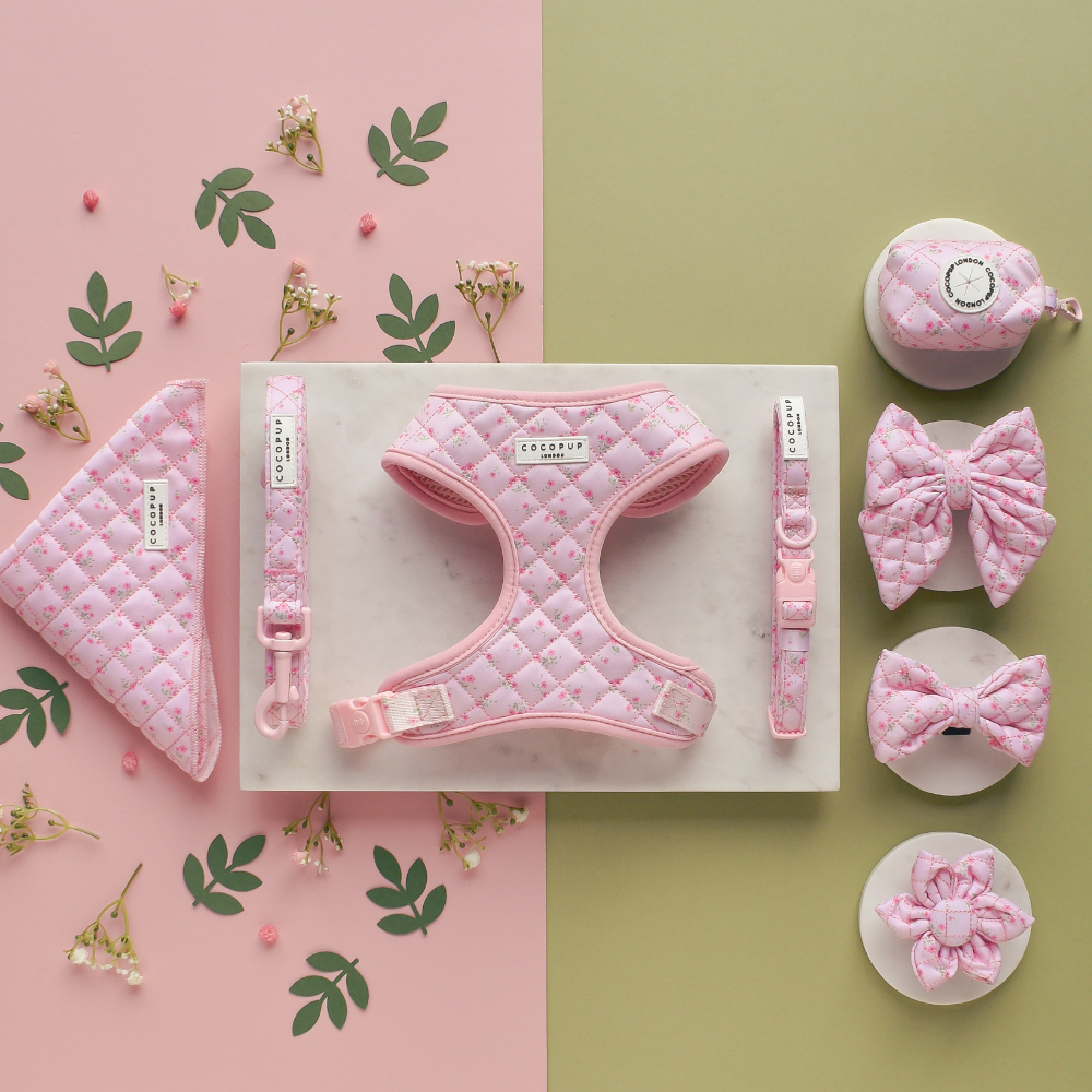 Cocopup London – wholesale Pet bandana – Dog – Quilted Ditsy Floral Pink Bandana1