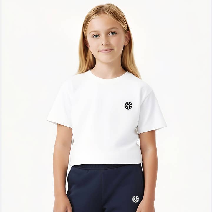 T-shirt court en coton blanc pour filles pour la vente par Mama Luma