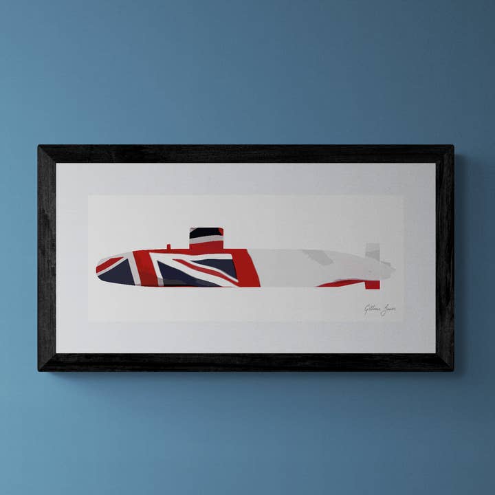 Trafalgar Class Submarine White Ensign Print for wholesale by Gillian Jones Designs