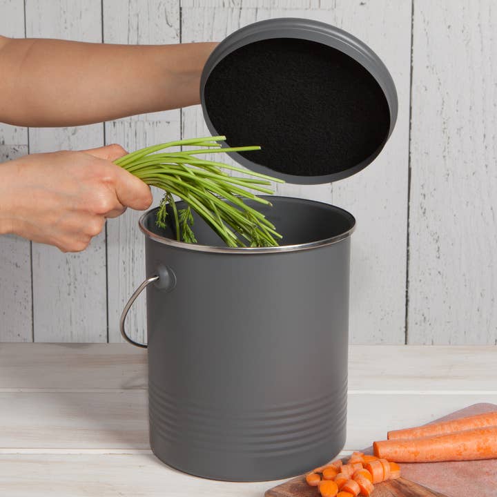 Now Designs by Danica - Wholesale Kitchen Tool/Gadget - Steel Compost Bin Charcoal 1.25 Gallon