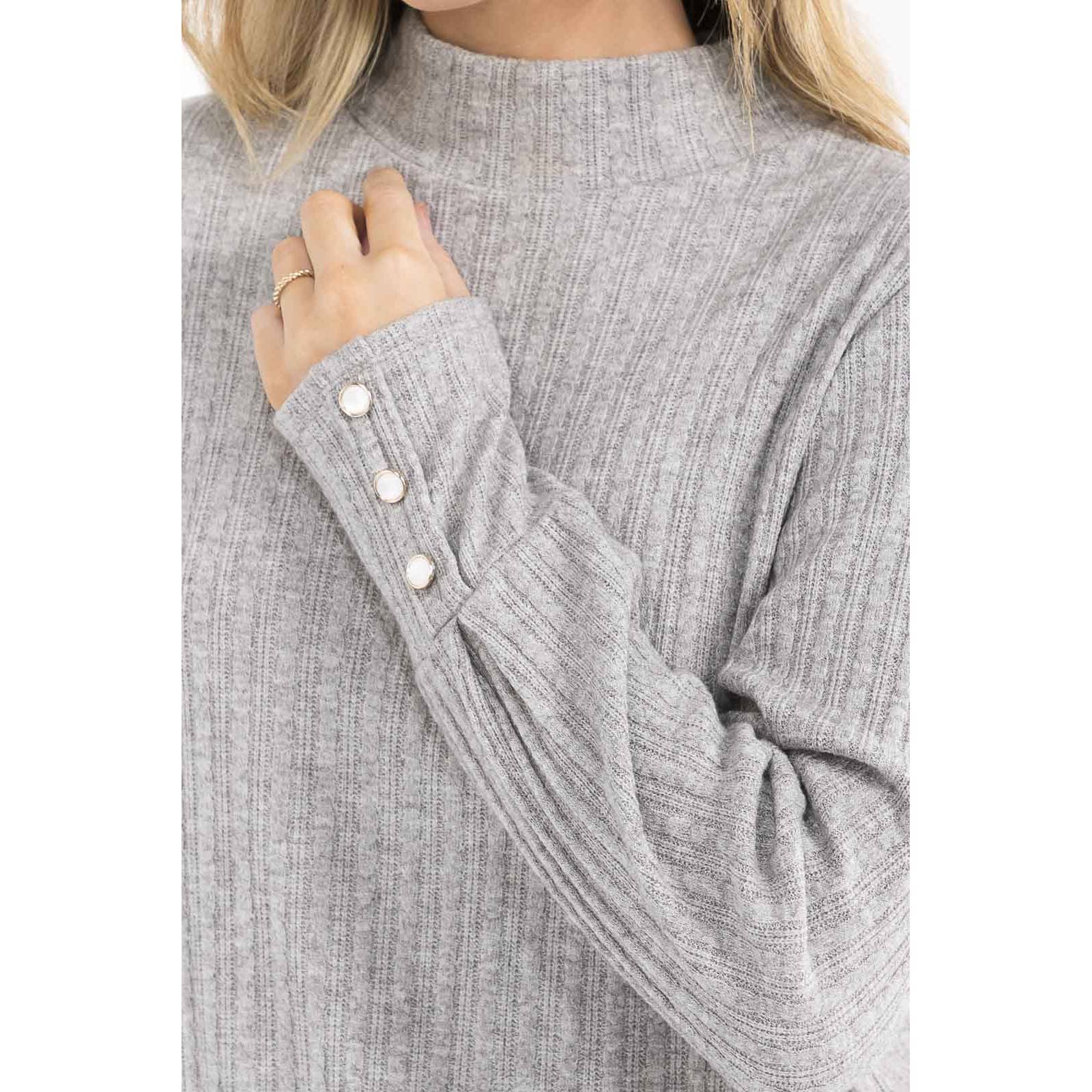 Perseption - Venta al por mayor Jersey de punto - Mujer - SUDADERA CON CUELLO SIMULADO Y BOTONES DE PERLA7