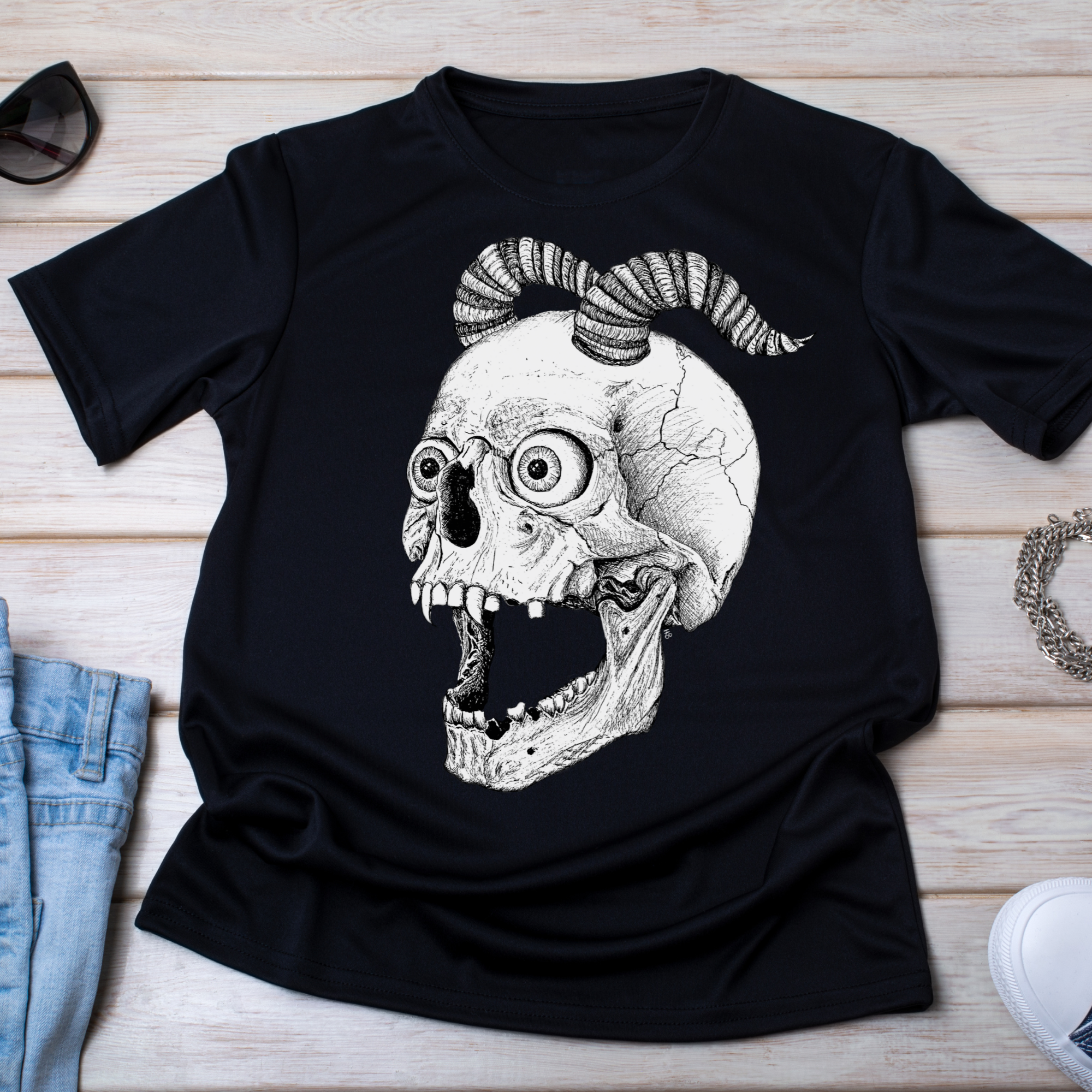 Hannah Kate Makes – wholesale T-shirt (graphic) – unisex – Screaming Skull T-shirt - Black - 100% Cotton - Reg/Fitted21