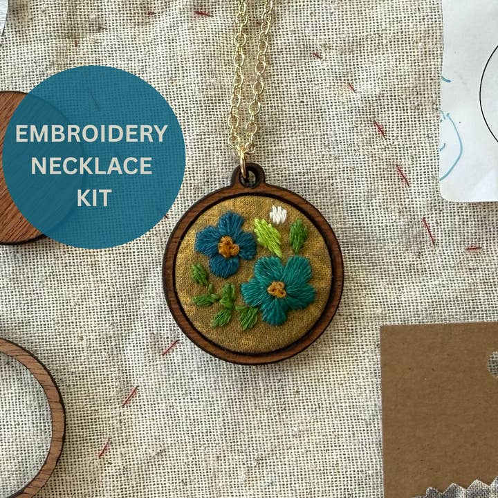Flowers Embroidery Necklace Kit for wholesale by Rikrack