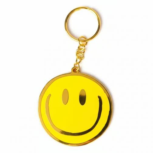 Smiley Keychain gold plated a smile every moment of the day for wholesale by Studio Inktvis