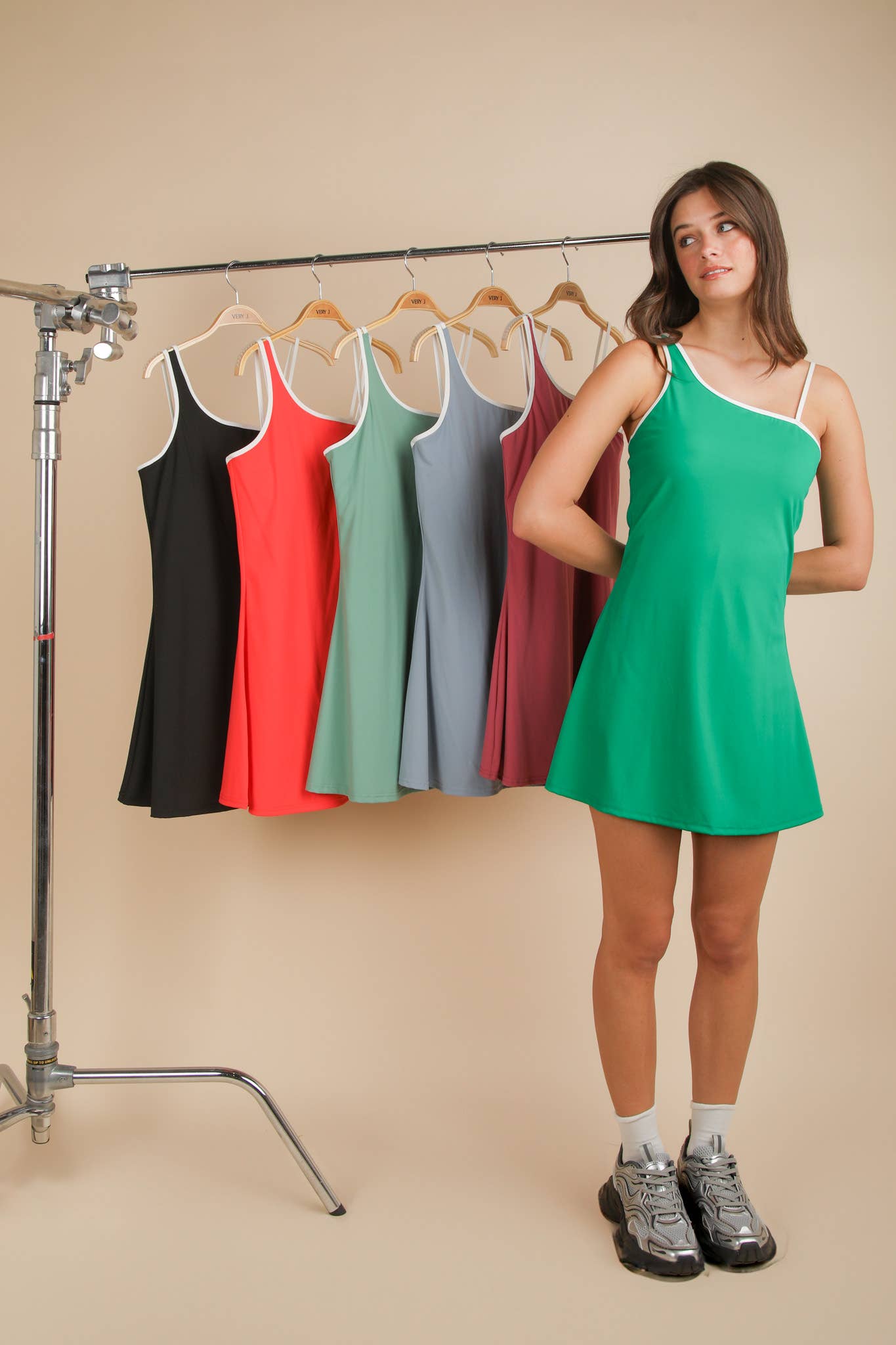 VERY J - Wholesale Athletic Dress - Women's - ND31660-Activewear Mini Dress with Inside Lining30