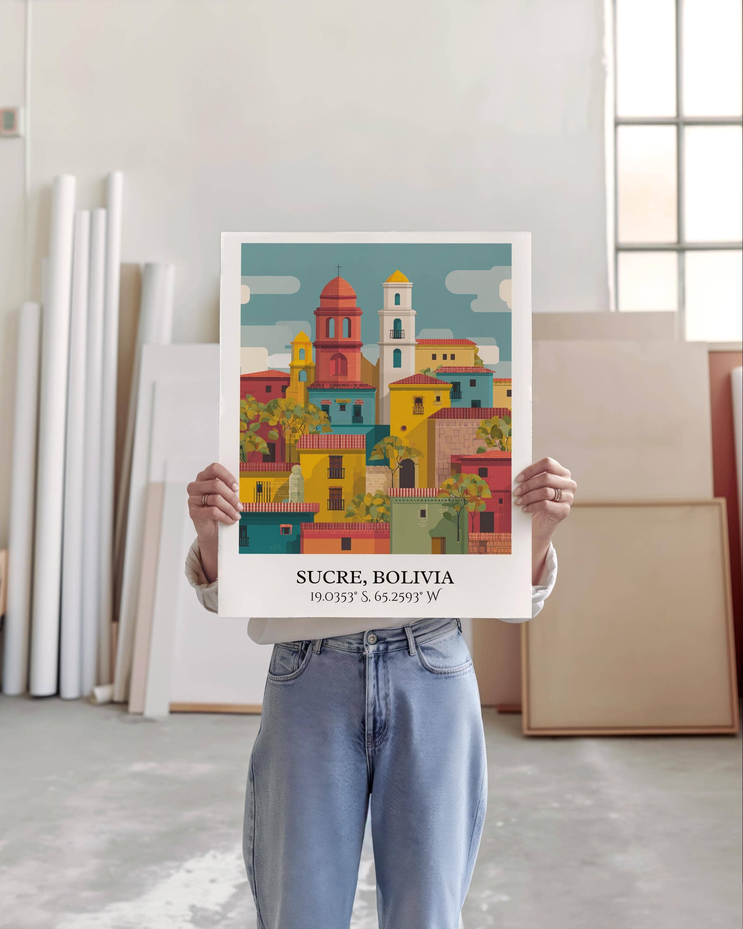 Premium Travel Art - Wholesale Art Print - Sucre Bolivia Art, Sucre Retro Travel Art, Sucre Home Decor, Sucre Bolivia Gift, Bolivia Travel Art, Travel Prints, Housewarming Gift4