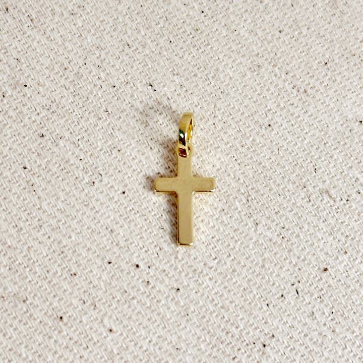 GoldFi - Wholesale Individual Charm/Pendant - 18k Gold Filled Mini Polished Cross Pendant