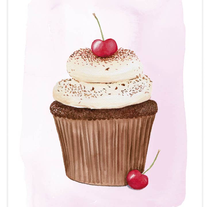 Ansichtkaart "Cupcake met kers" voor wholesale door paruspaper. nutzfeine papeterie