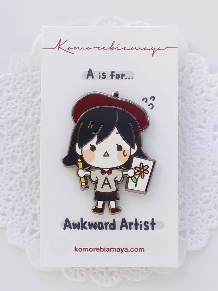 Awkward Artist Enamel Pin for wholesale by illusfia