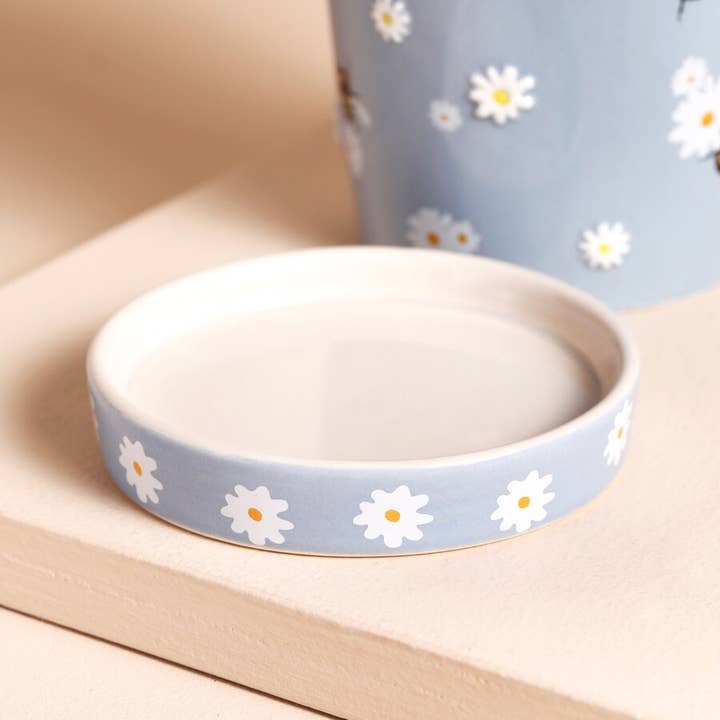 Lisa Angel – wholesale Plant pot – Blue Floral Bee Planter and Tray1