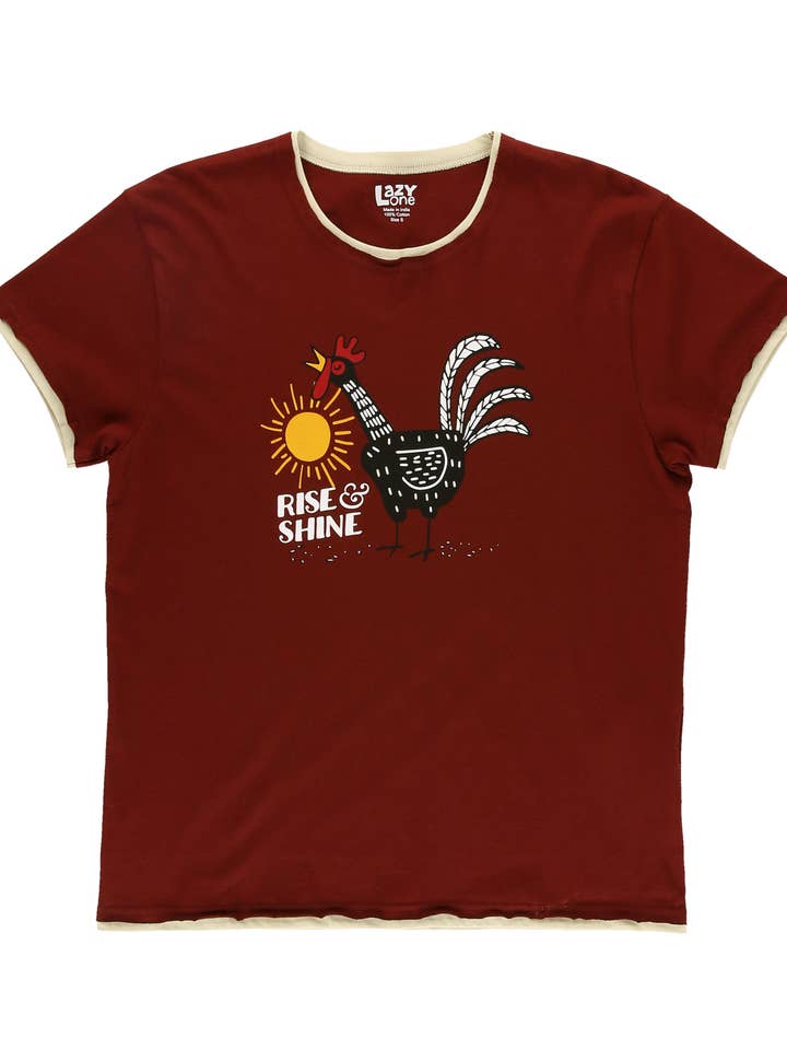 Rise & Shine Chicken Women's Regular Fit PJ Shirt for wholesale by Lazy One