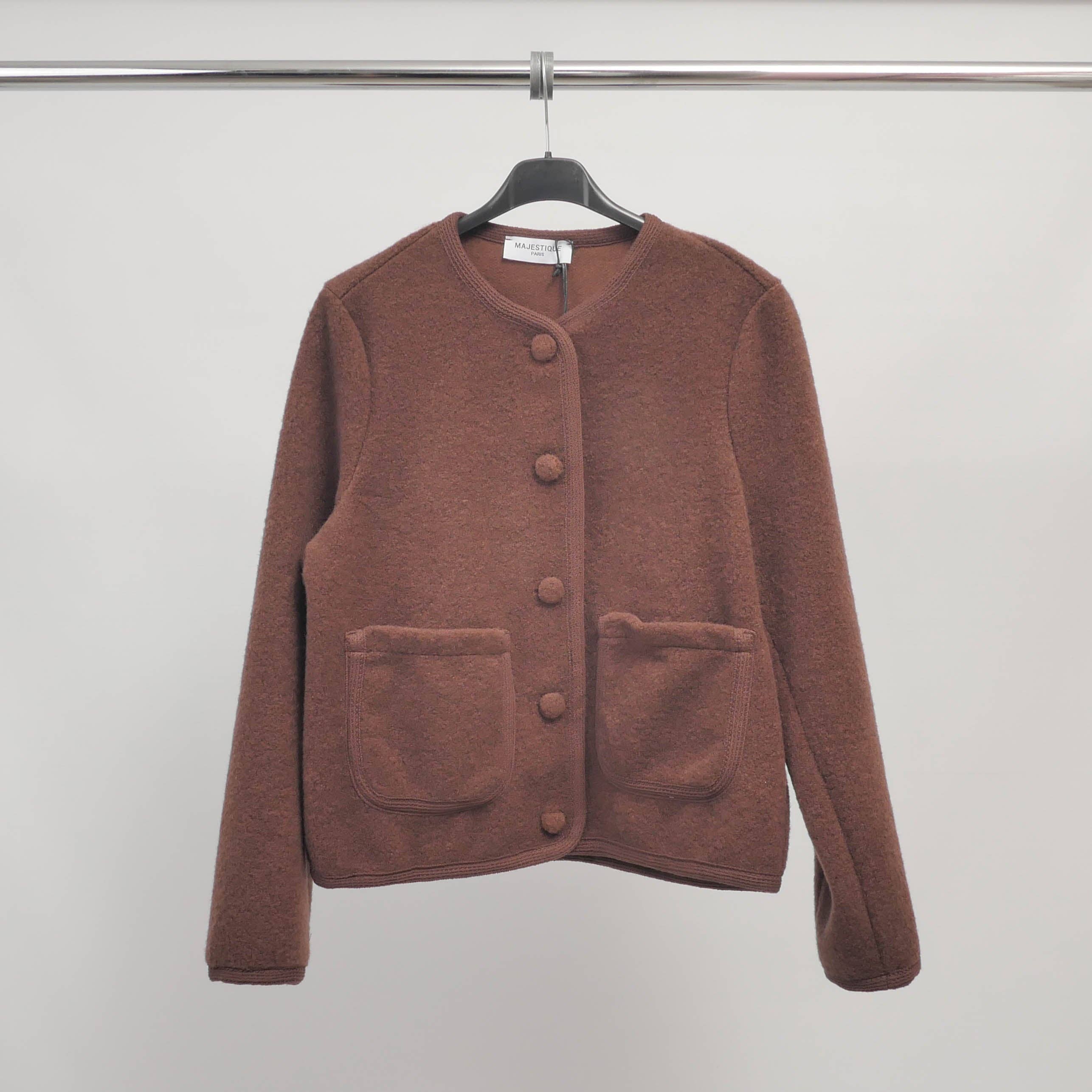 Cecile Wang - Vente Veste – femme - Veste boutonnée bord-côte col rond – MJ852030