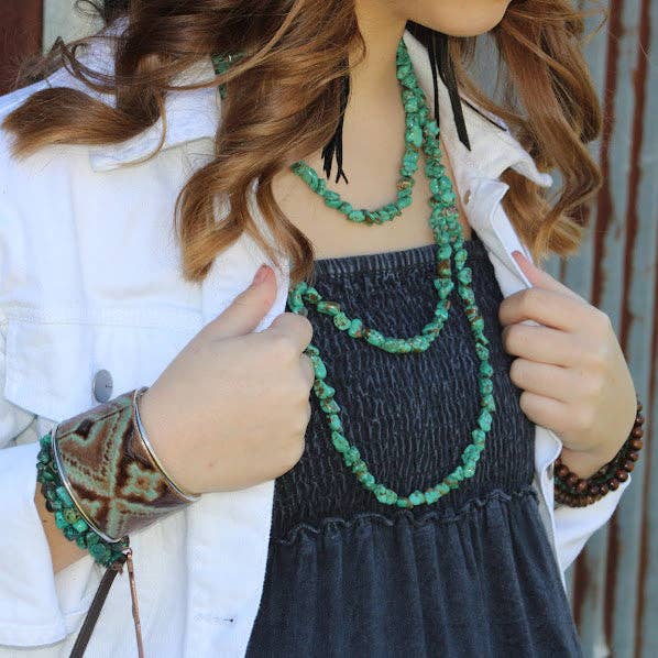 The Jewelry Junkie - Vendita all'ingrosso Collane di perline/perle - Collana a tre fili in autentico turchese blu 259h1